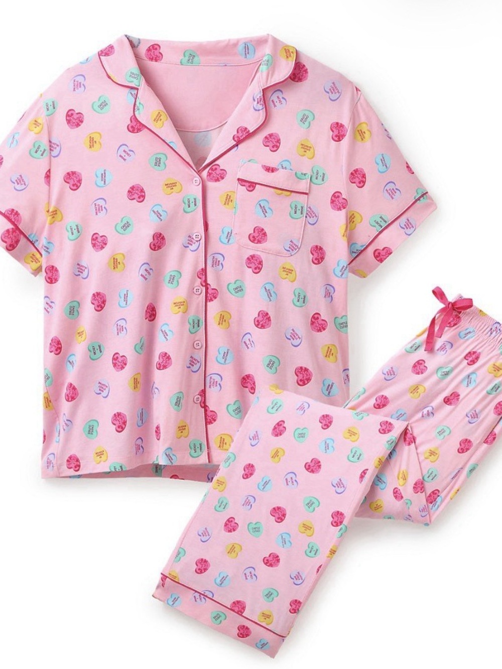 Disney Parks Pink Heart-Print Short-Sleeve Pajama Set